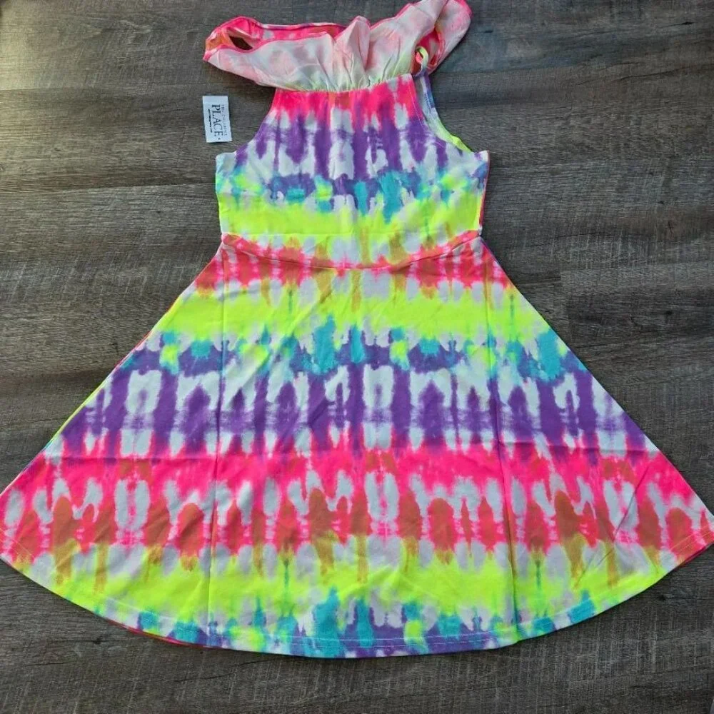 Children's Place NWT Girls Large 10/12 Tye Dye summer dress pink/purple/yellow - Picture 2 of 7